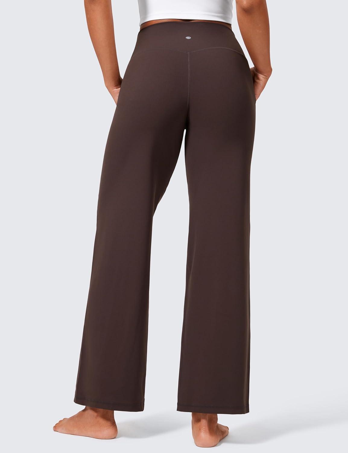 imageCRZ YOGA Butterlift Wide Leg Pants Pockets 29quot31quot33quot High Waisted Yoga Lounge Buttery Soft Comfy Casual WomensHot Fudge Brown