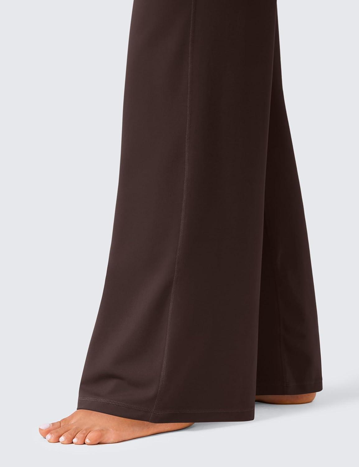 imageCRZ YOGA Butterlift Wide Leg Pants Pockets 29quot31quot33quot High Waisted Yoga Lounge Buttery Soft Comfy Casual WomensHot Fudge Brown