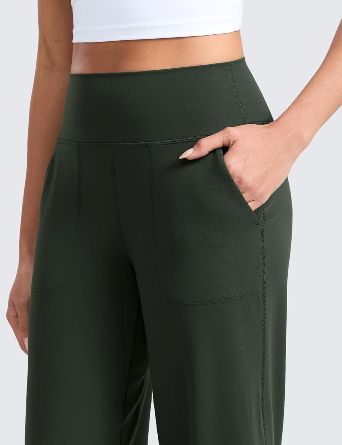 imageCRZ YOGA Butterlift Wide Leg Pants Pockets 29quot31quot33quot High Waisted Yoga Lounge Buttery Soft Comfy Casual WomensLegend Green