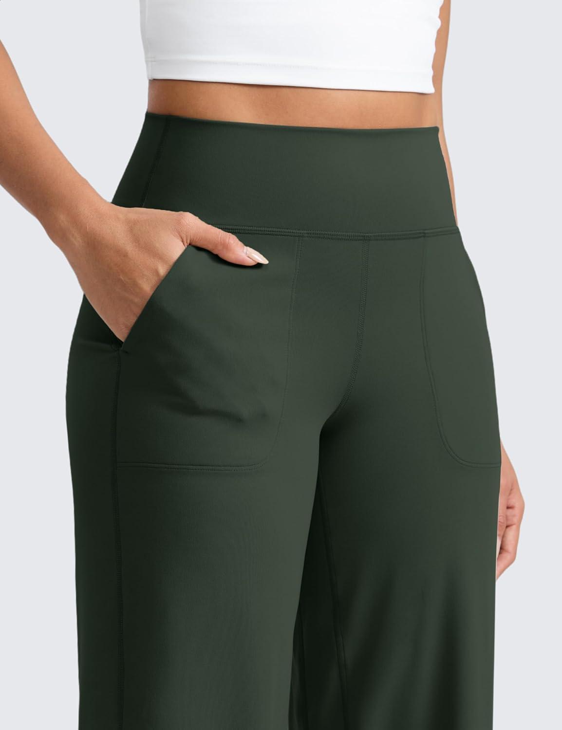 imageCRZ YOGA Butterlift Wide Leg Pants Pockets 29quot31quot33quot High Waisted Yoga Lounge Buttery Soft Comfy Casual WomensLegend Green