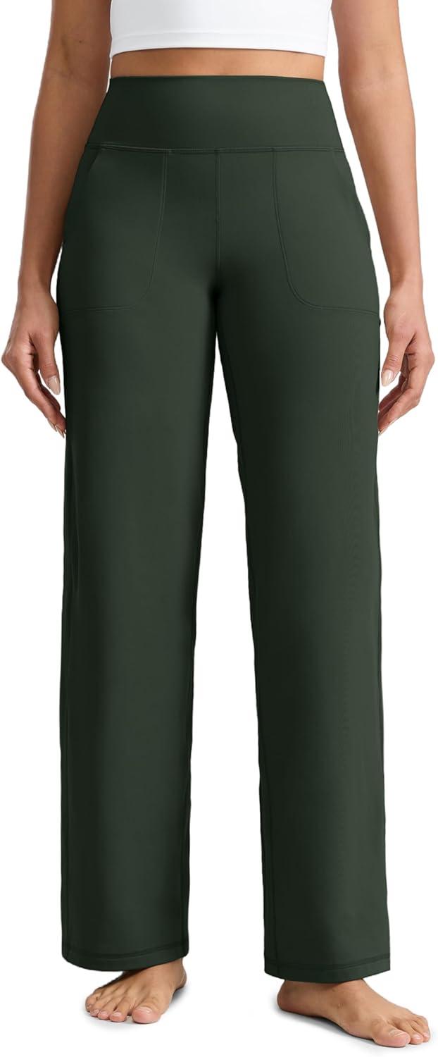 imageCRZ YOGA Butterlift Wide Leg Pants Pockets 29quot31quot33quot High Waisted Yoga Lounge Buttery Soft Comfy Casual WomensLegend Green