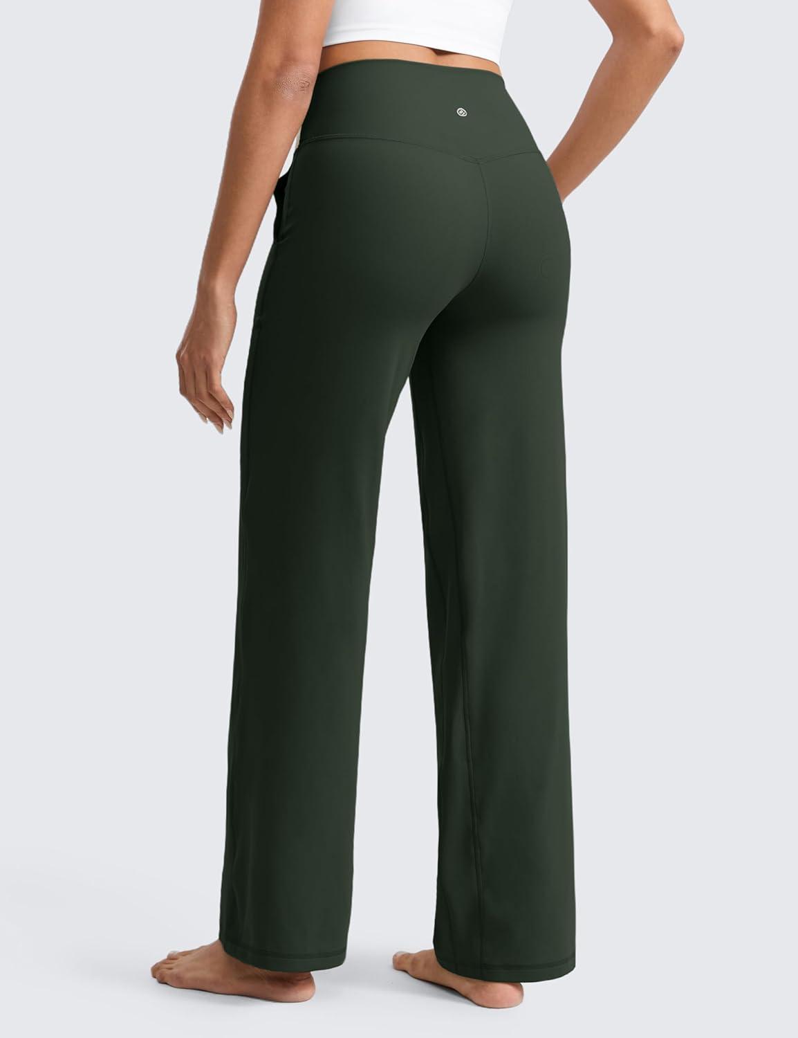 imageCRZ YOGA Butterlift Wide Leg Pants Pockets 29quot31quot33quot High Waisted Yoga Lounge Buttery Soft Comfy Casual WomensLegend Green