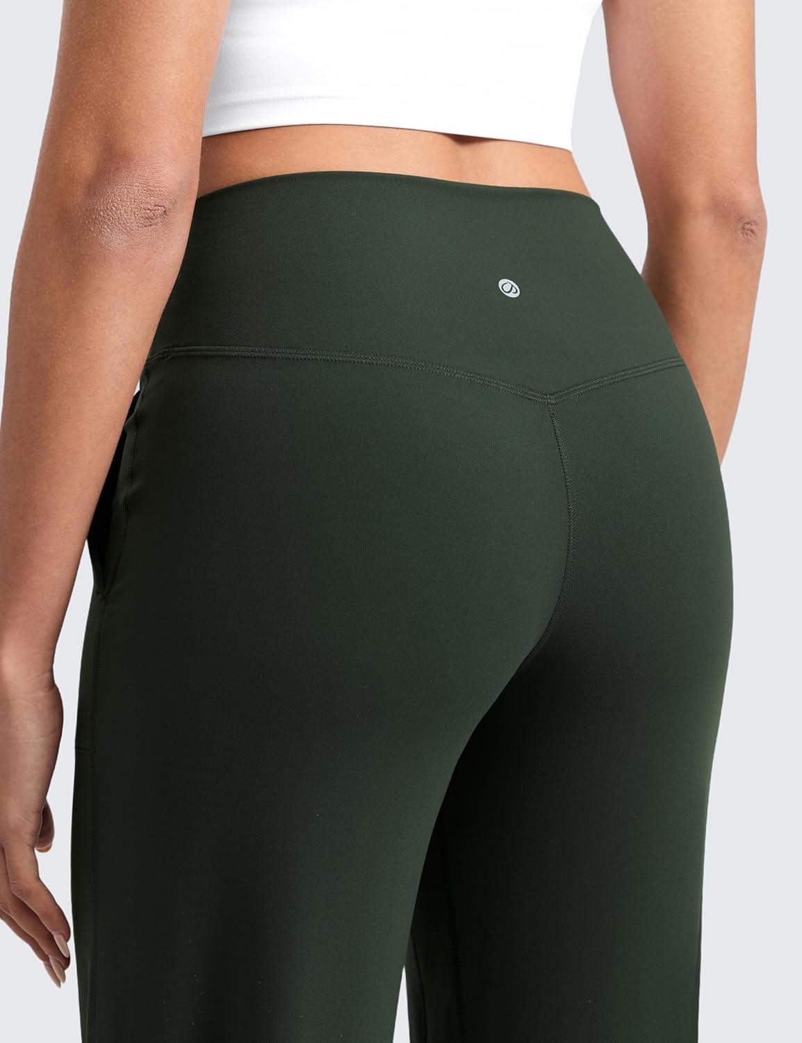 imageCRZ YOGA Butterlift Wide Leg Pants Pockets 29quot31quot33quot High Waisted Yoga Lounge Buttery Soft Comfy Casual WomensLegend Green