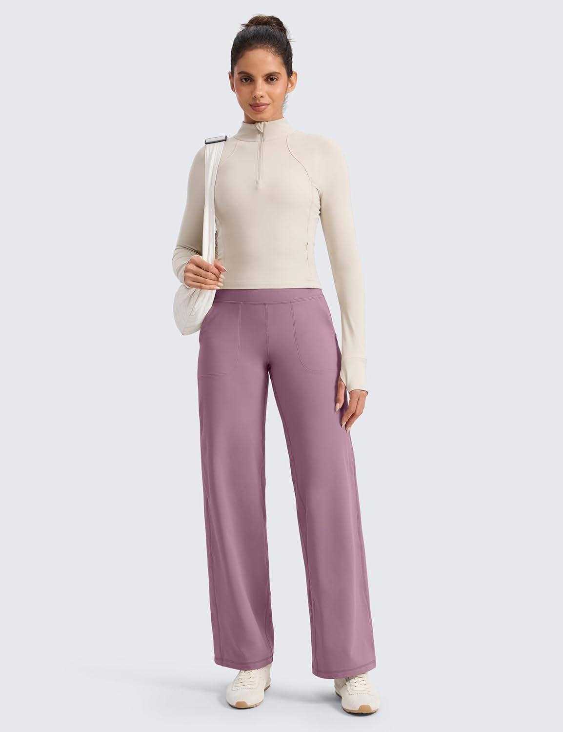 imageCRZ YOGA Butterlift Wide Leg Pants Pockets 29quot31quot33quot High Waisted Yoga Lounge Buttery Soft Comfy Casual WomensLight Lavender