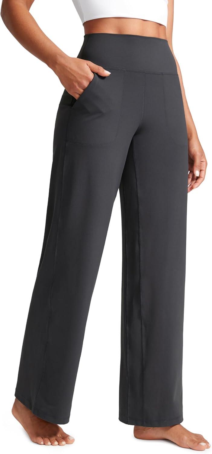 imageCRZ YOGA Butterlift Wide Leg Pants Pockets 29quot31quot33quot High Waisted Yoga Lounge Buttery Soft Comfy Casual WomensMysterious Grey