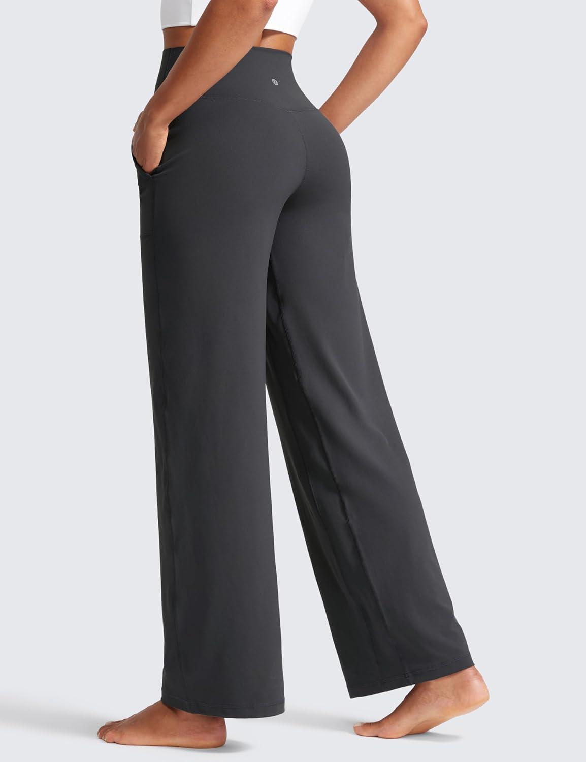 imageCRZ YOGA Butterlift Wide Leg Pants Pockets 29quot31quot33quot High Waisted Yoga Lounge Buttery Soft Comfy Casual WomensMysterious Grey