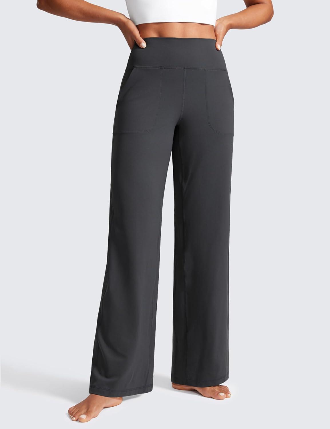 imageCRZ YOGA Butterlift Wide Leg Pants Pockets 29quot31quot33quot High Waisted Yoga Lounge Buttery Soft Comfy Casual WomensMysterious Grey