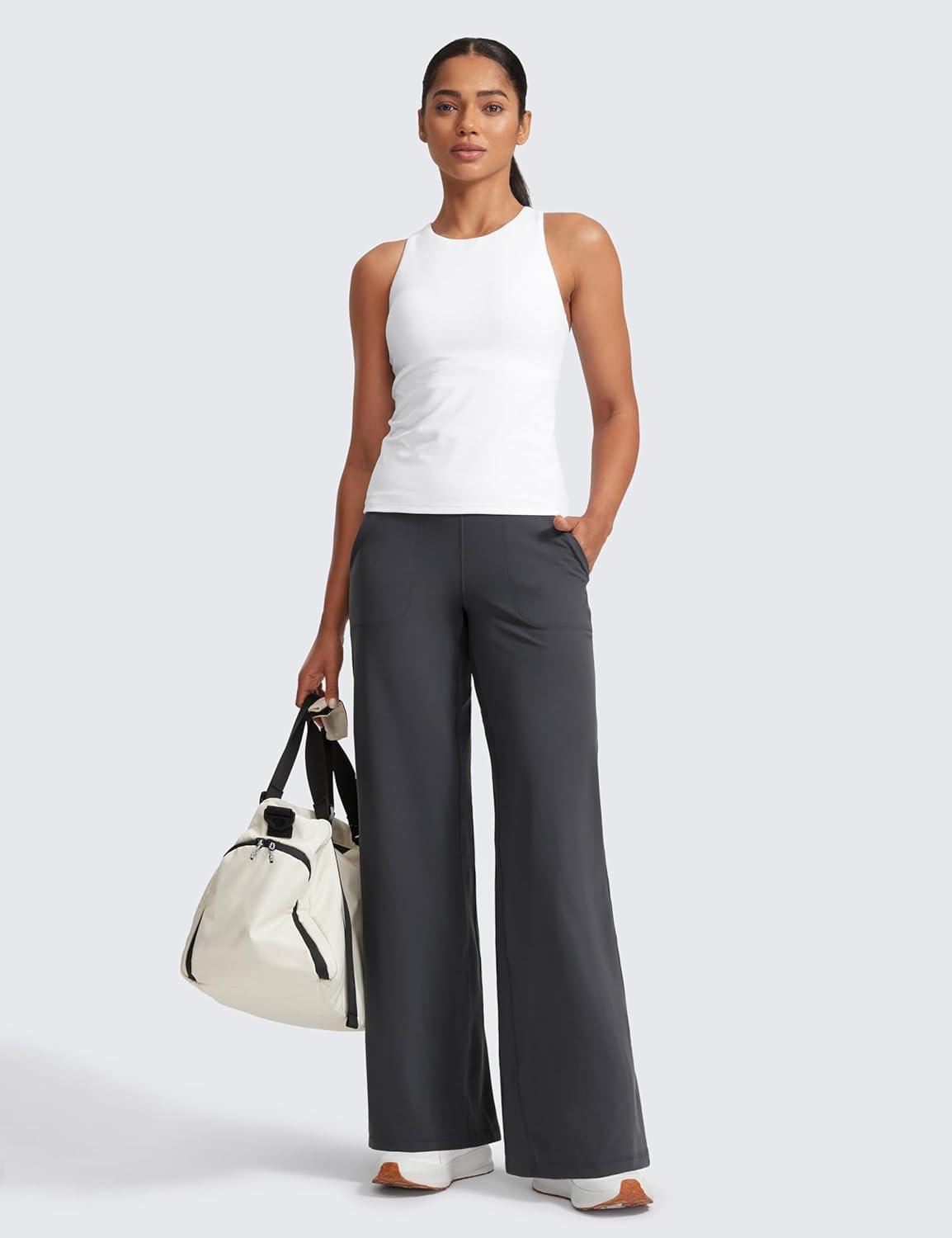 imageCRZ YOGA Butterlift Wide Leg Pants Pockets 29quot31quot33quot High Waisted Yoga Lounge Buttery Soft Comfy Casual WomensMysterious Grey