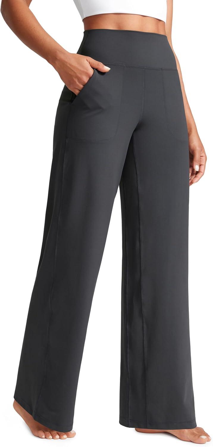imageCRZ YOGA Butterlift Wide Leg Pants Pockets 29quot31quot33quot High Waisted Yoga Lounge Buttery Soft Comfy Casual WomensMysterious Grey