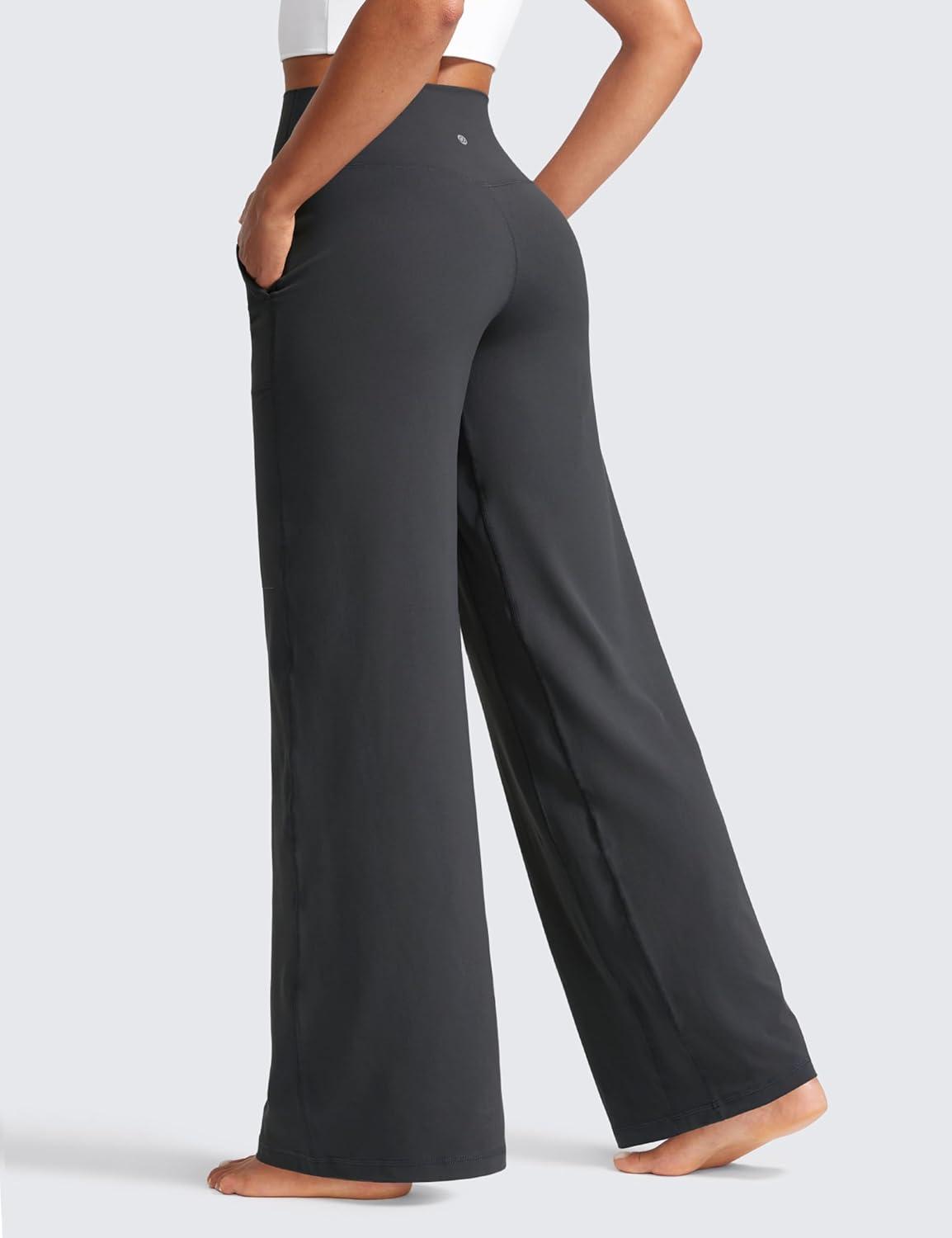 imageCRZ YOGA Butterlift Wide Leg Pants Pockets 29quot31quot33quot High Waisted Yoga Lounge Buttery Soft Comfy Casual WomensMysterious Grey