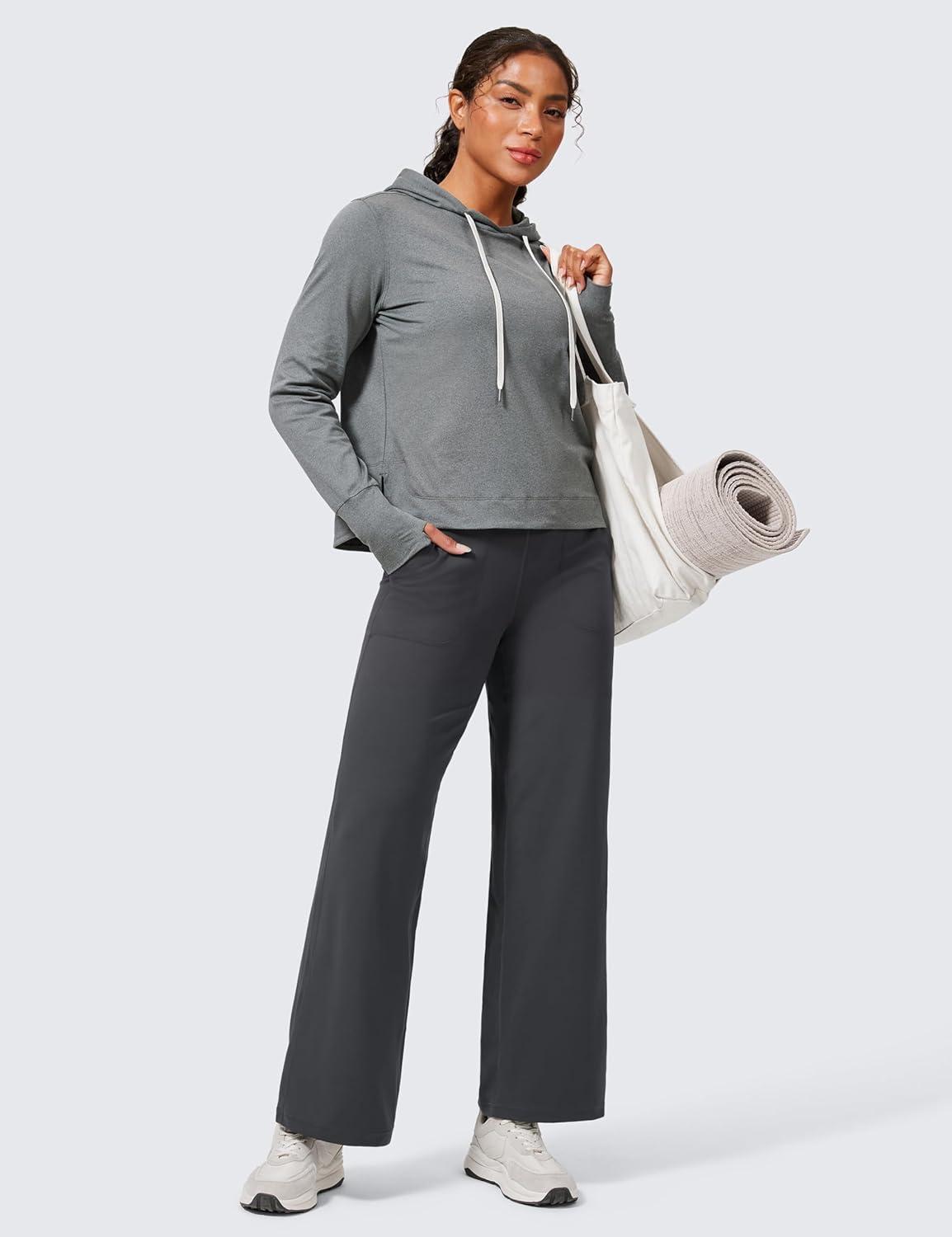 imageCRZ YOGA Butterlift Wide Leg Pants Pockets 29quot31quot33quot High Waisted Yoga Lounge Buttery Soft Comfy Casual WomensMysterious Grey