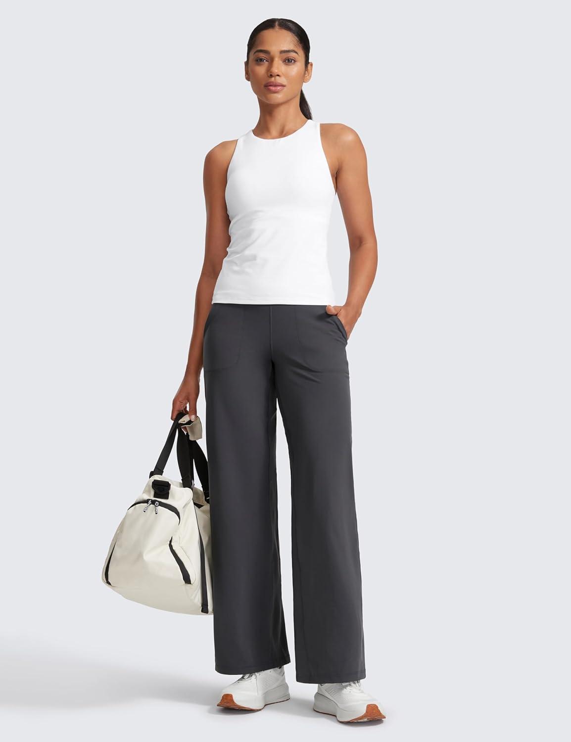 imageCRZ YOGA Butterlift Wide Leg Pants Pockets 29quot31quot33quot High Waisted Yoga Lounge Buttery Soft Comfy Casual WomensMysterious Grey