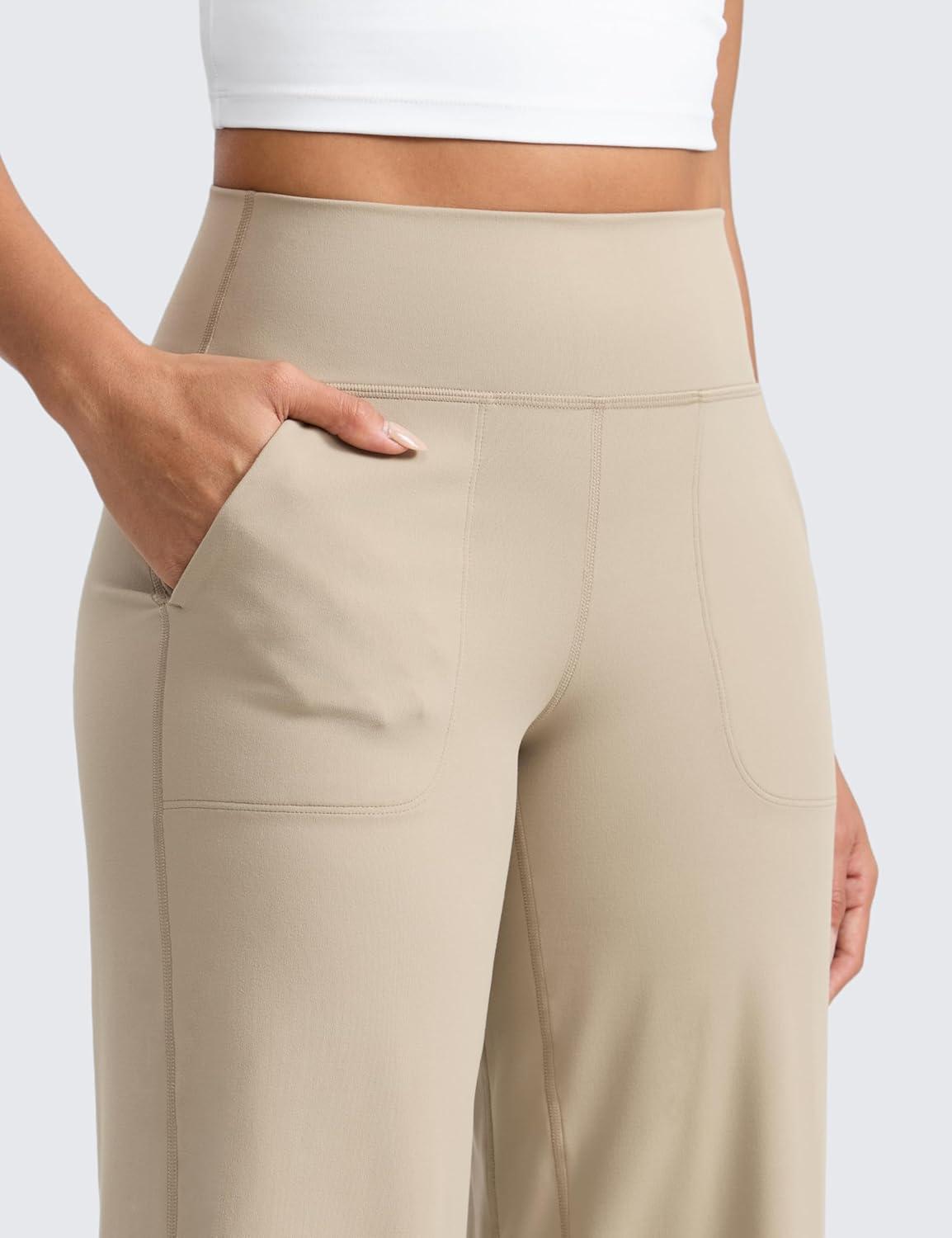 imageCRZ YOGA Butterlift Wide Leg Pants Pockets 29quot31quot33quot High Waisted Yoga Lounge Buttery Soft Comfy Casual WomensOak