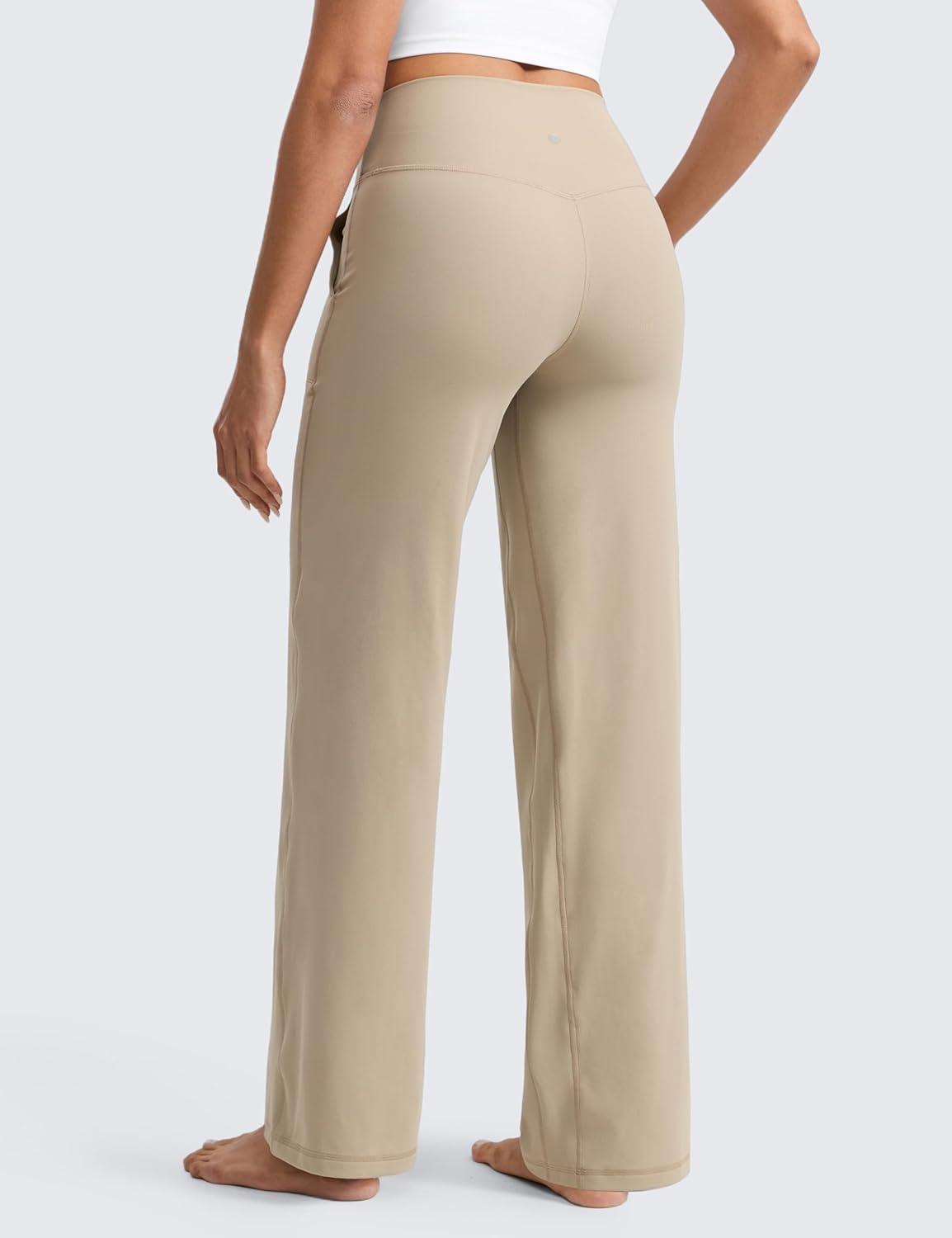 imageCRZ YOGA Butterlift Wide Leg Pants Pockets 29quot31quot33quot High Waisted Yoga Lounge Buttery Soft Comfy Casual WomensOak