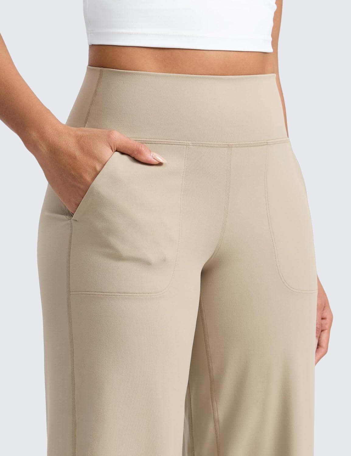 imageCRZ YOGA Butterlift Wide Leg Pants Pockets 29quot31quot33quot High Waisted Yoga Lounge Buttery Soft Comfy Casual WomensOak