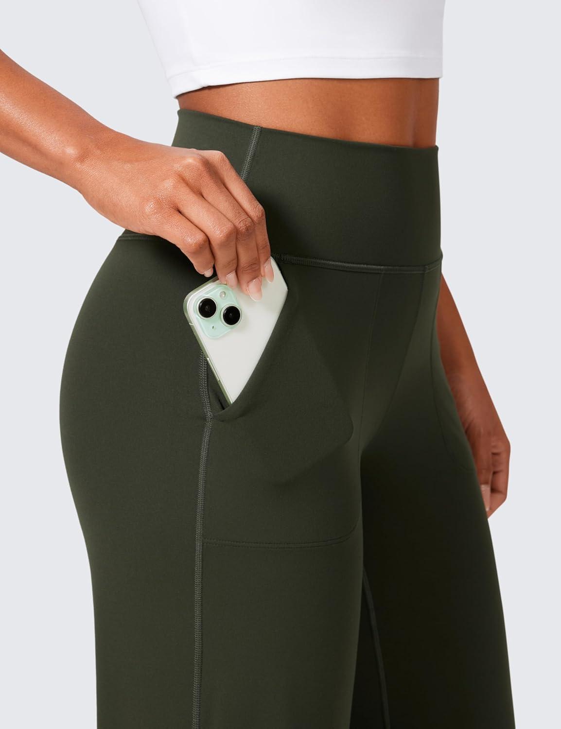 imageCRZ YOGA Butterlift Wide Leg Pants Pockets 29quot31quot33quot High Waisted Yoga Lounge Buttery Soft Comfy Casual WomensOlive Green