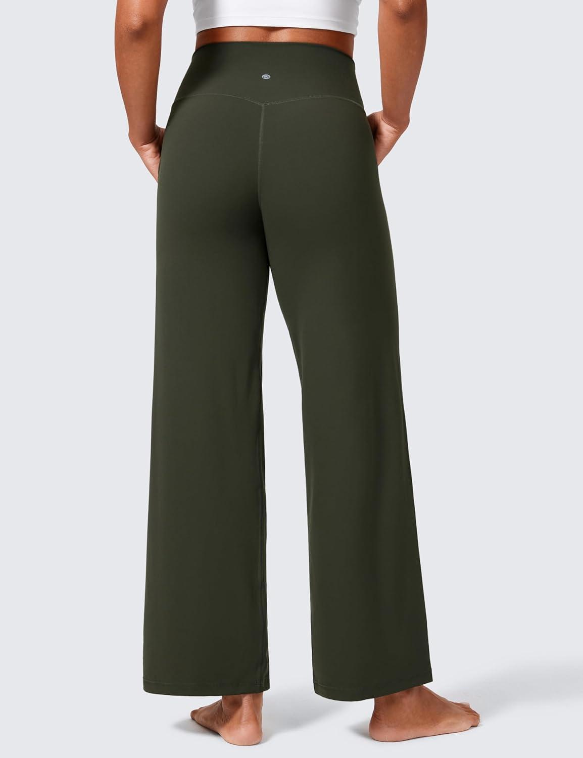 imageCRZ YOGA Butterlift Wide Leg Pants Pockets 29quot31quot33quot High Waisted Yoga Lounge Buttery Soft Comfy Casual WomensOlive Green