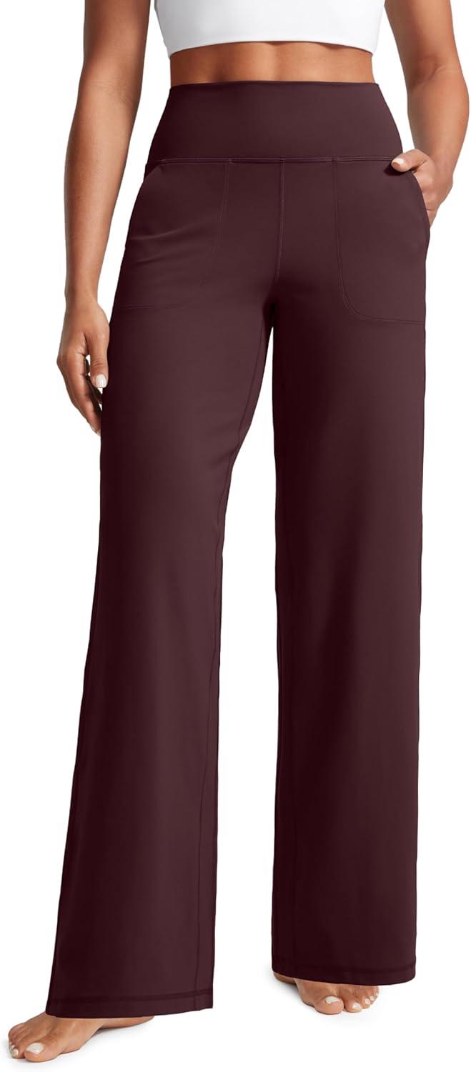 imageCRZ YOGA Butterlift Wide Leg Pants Pockets 29quot31quot33quot High Waisted Yoga Lounge Buttery Soft Comfy Casual WomensRipe Plum