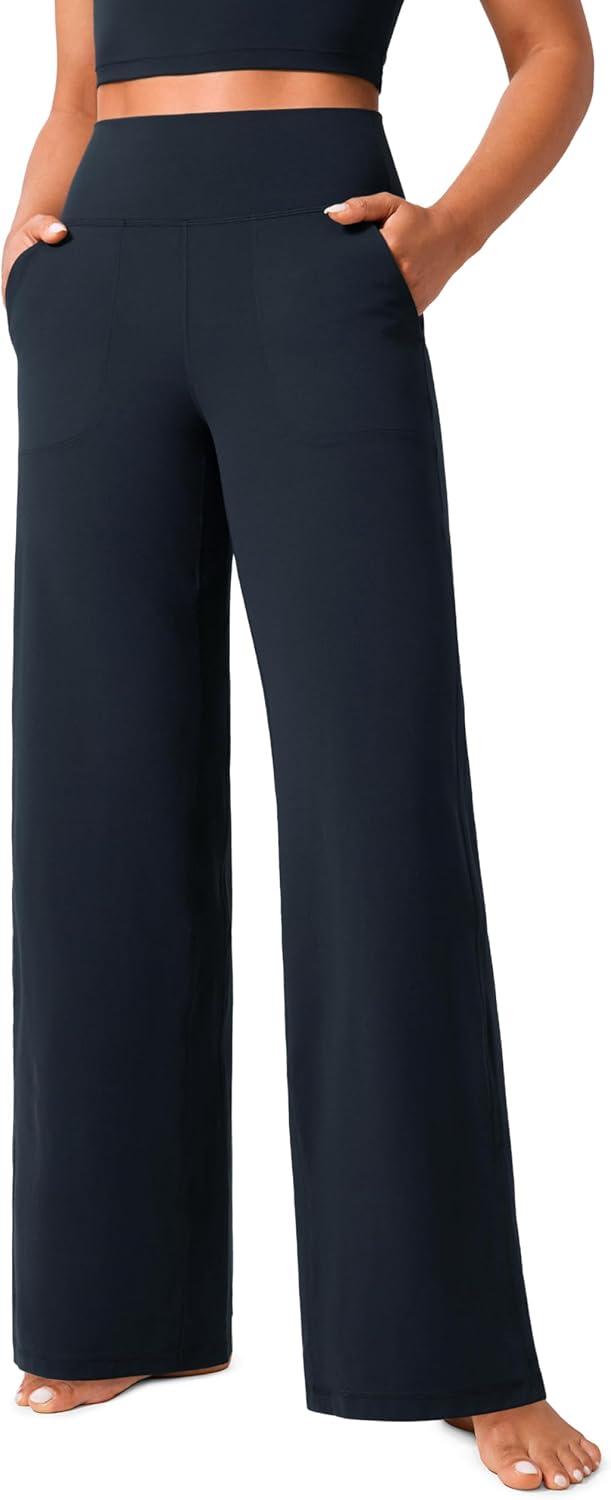 imageCRZ YOGA Butterlift Wide Leg Pants Pockets 29quot31quot33quot High Waisted Yoga Lounge Buttery Soft Comfy Casual WomensTrue Navy
