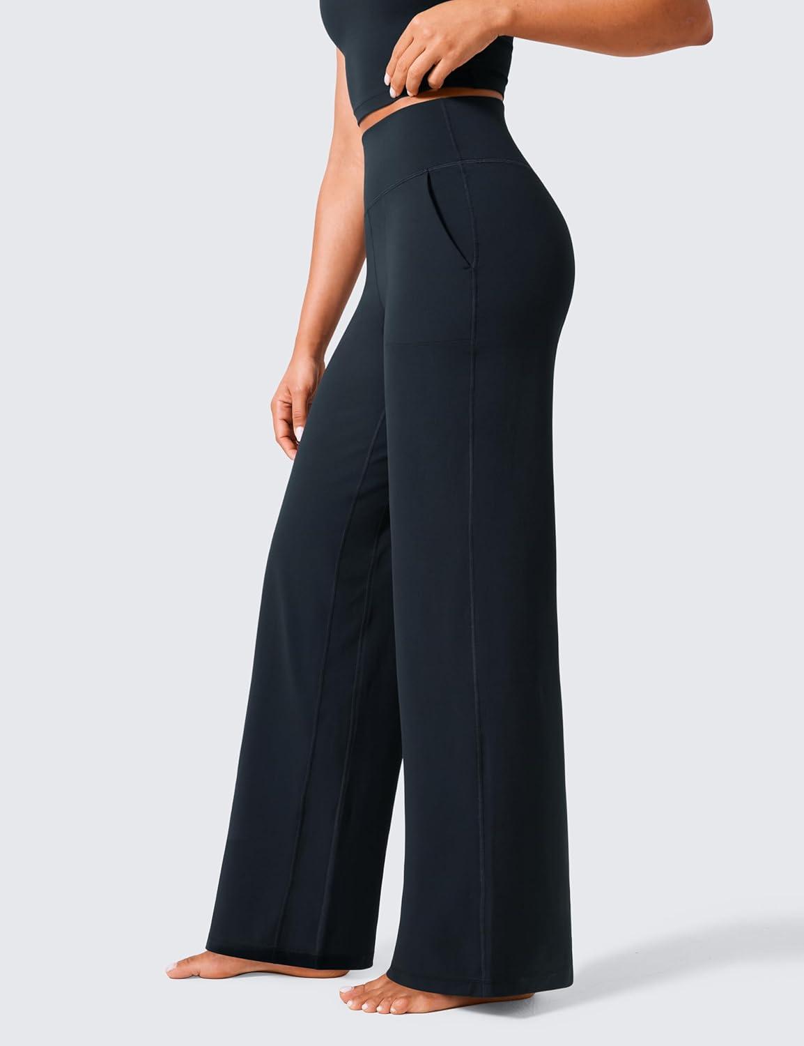 imageCRZ YOGA Butterlift Wide Leg Pants Pockets 29quot31quot33quot High Waisted Yoga Lounge Buttery Soft Comfy Casual WomensTrue Navy