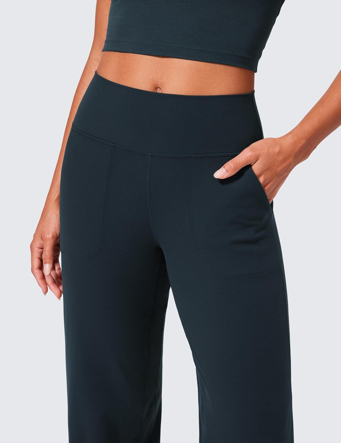 imageCRZ YOGA Butterlift Wide Leg Pants Pockets 29quot31quot33quot High Waisted Yoga Lounge Buttery Soft Comfy Casual WomensTrue Navy