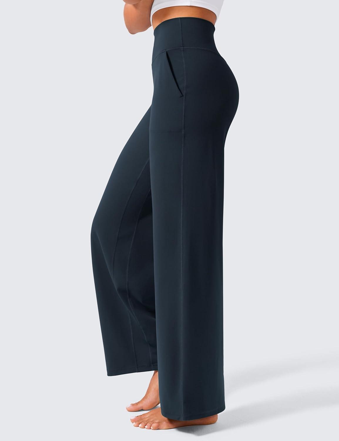 imageCRZ YOGA Butterlift Wide Leg Pants Pockets 29quot31quot33quot High Waisted Yoga Lounge Buttery Soft Comfy Casual WomensTrue Navy