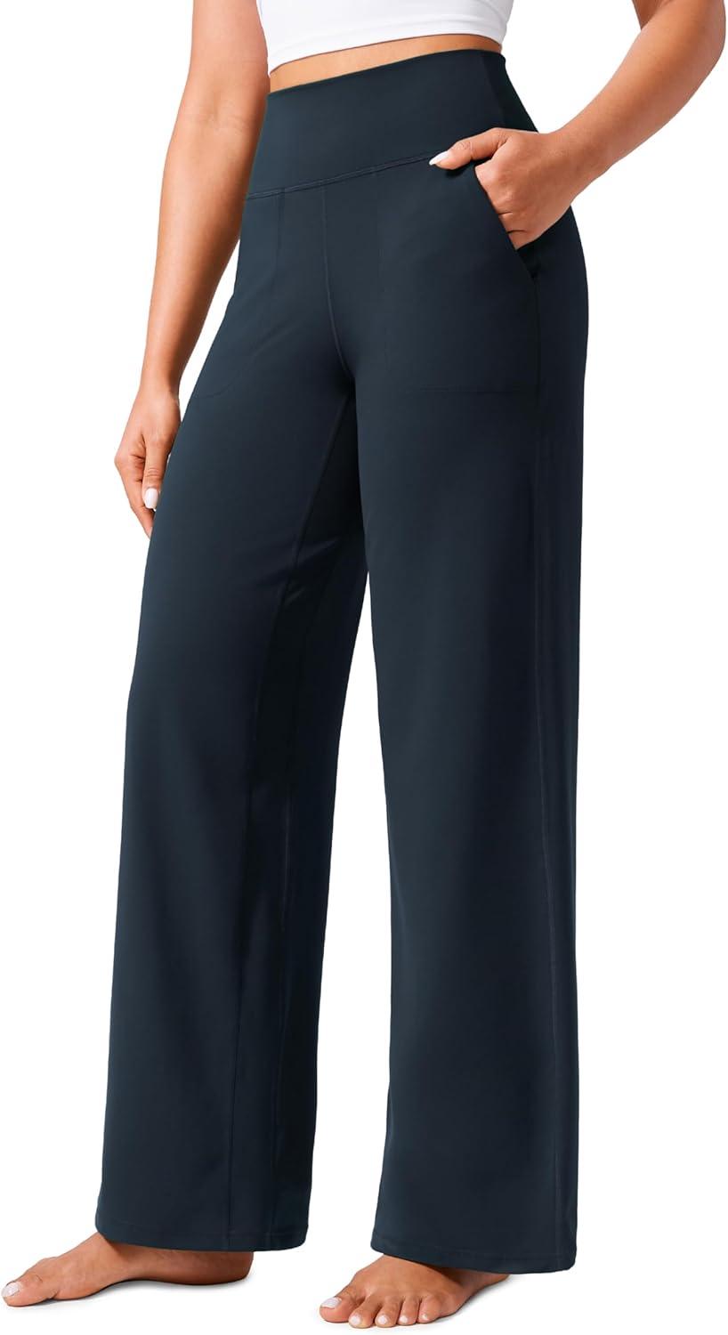 imageCRZ YOGA Butterlift Wide Leg Pants Pockets 29quot31quot33quot High Waisted Yoga Lounge Buttery Soft Comfy Casual WomensTrue Navy