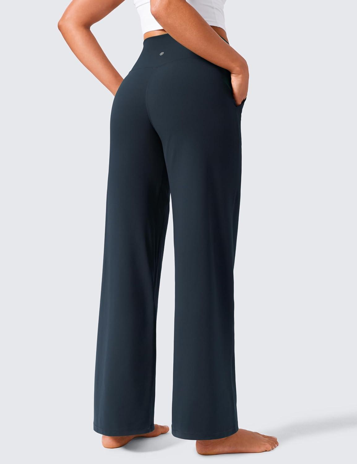 imageCRZ YOGA Butterlift Wide Leg Pants Pockets 29quot31quot33quot High Waisted Yoga Lounge Buttery Soft Comfy Casual WomensTrue Navy