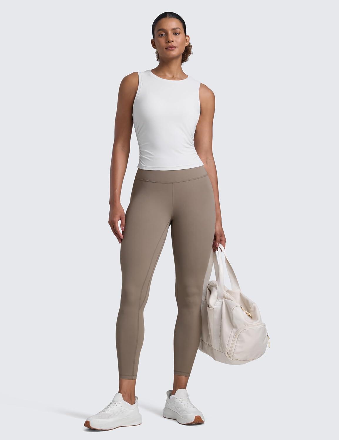 imageCRZ YOGA Butterlift Workout Leggings 25quot High Waisted Pilates Gym Athletic Womens Yoga Pants Buttery SoftCreamy Latte