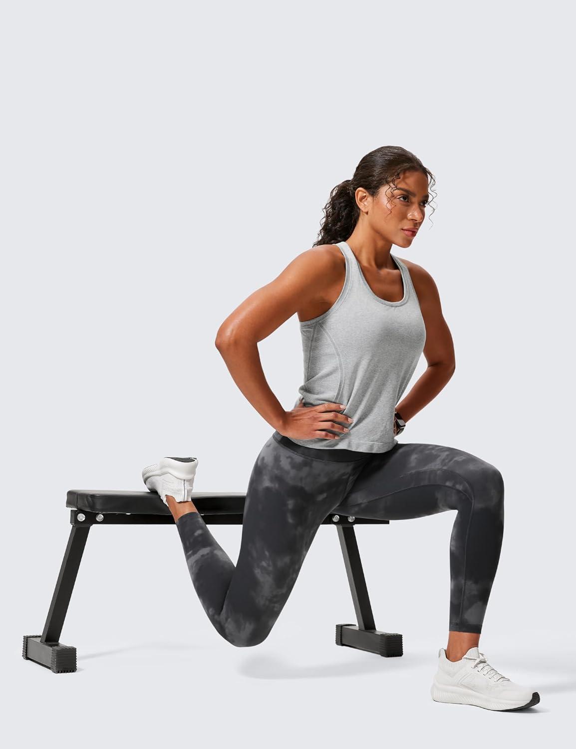 imageCRZ YOGA Butterlift Workout Leggings 25quot High Waisted Pilates Gym Athletic Womens Yoga Pants Buttery SoftGrey Tie Dye Flowers