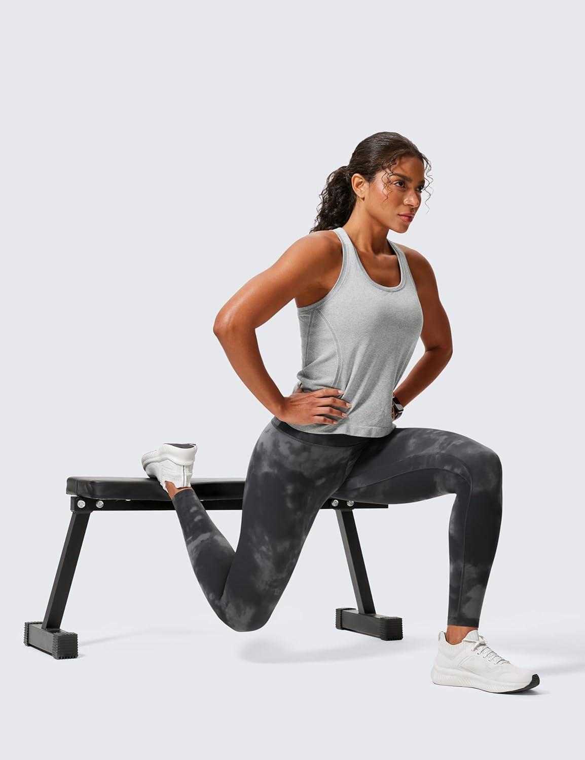 imageCRZ YOGA Butterlift Workout Leggings 28quot High Waisted Pilates Gym Athletic Womens Yoga Pants Buttery SoftGrey Tie Dye Flowers