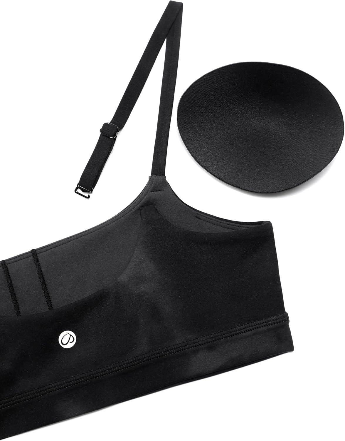 imageCRZ YOGA Butterluxe Adjustable Spaghetti Strap Sports Bras for Women Scoop Neck Wireless Padded Yoga Workout Crop TopBlack Tie Dye Flowers