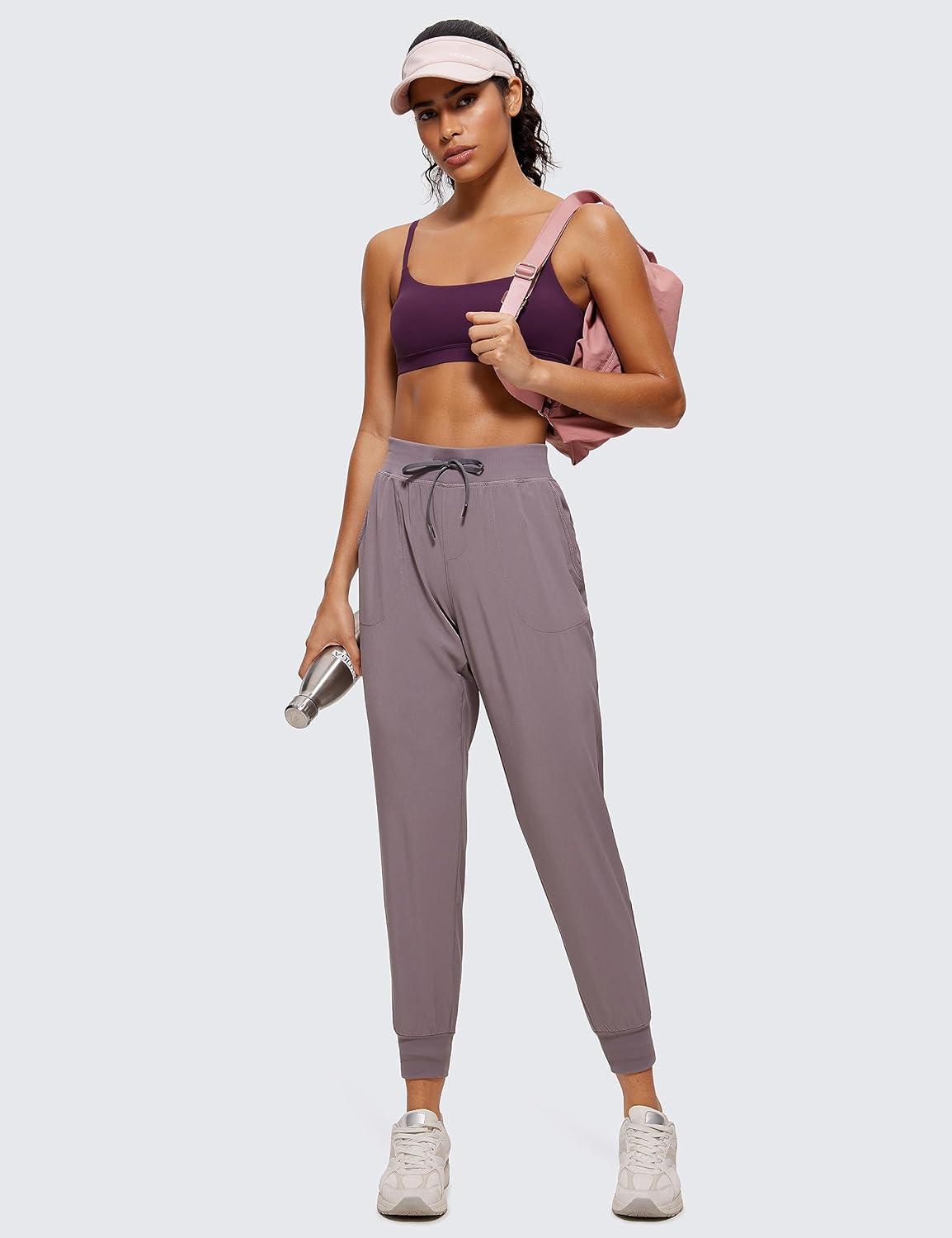 imageCRZ YOGA Butterluxe Adjustable Spaghetti Strap Sports Bras for Women Scoop Neck Wireless Padded Yoga Workout Crop TopDeep Purple