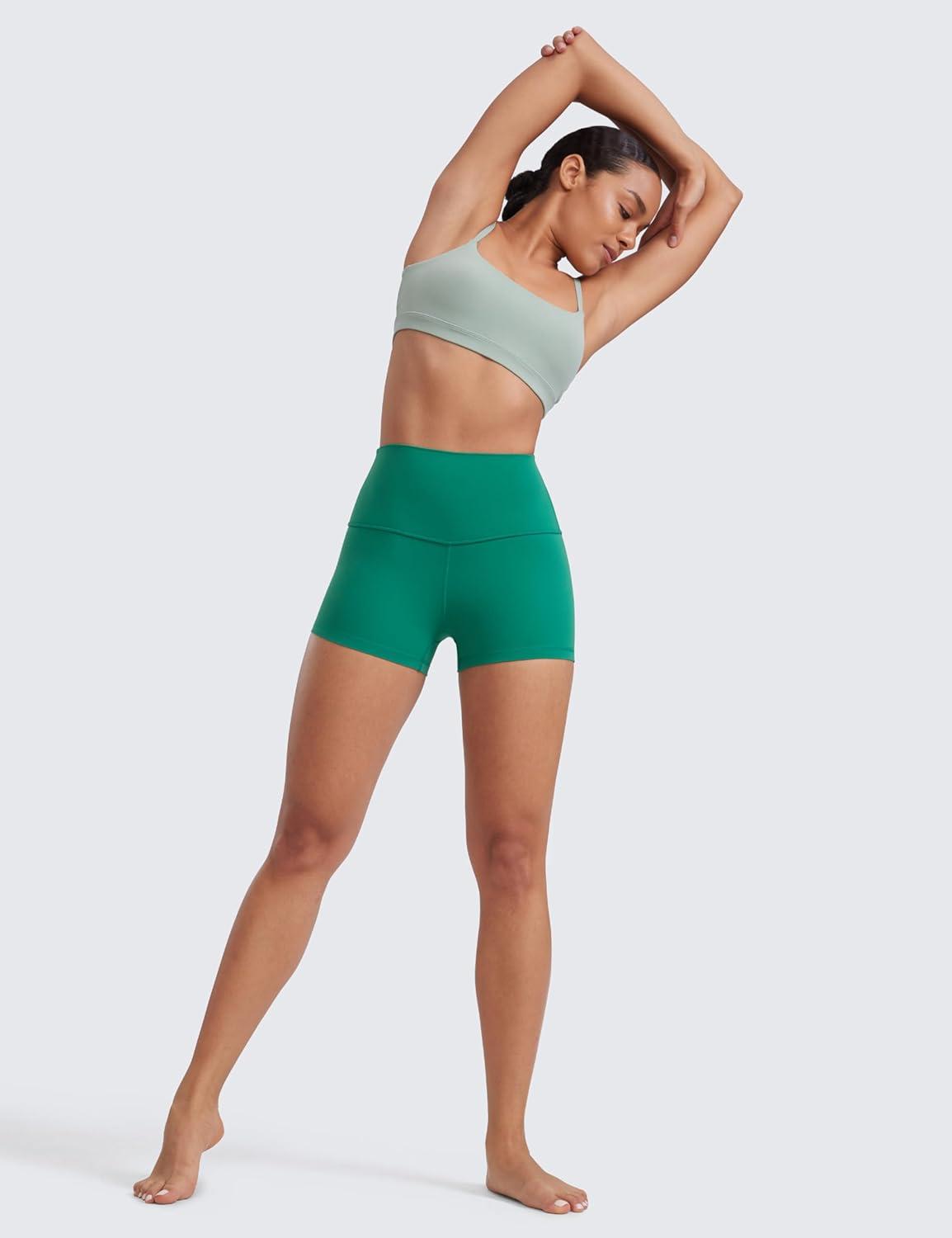 imageCRZ YOGA Butterluxe Biker Shorts 25quot High Waisted Yoga Workout Spandex Womens Running Volleyball BootyCascadia Green