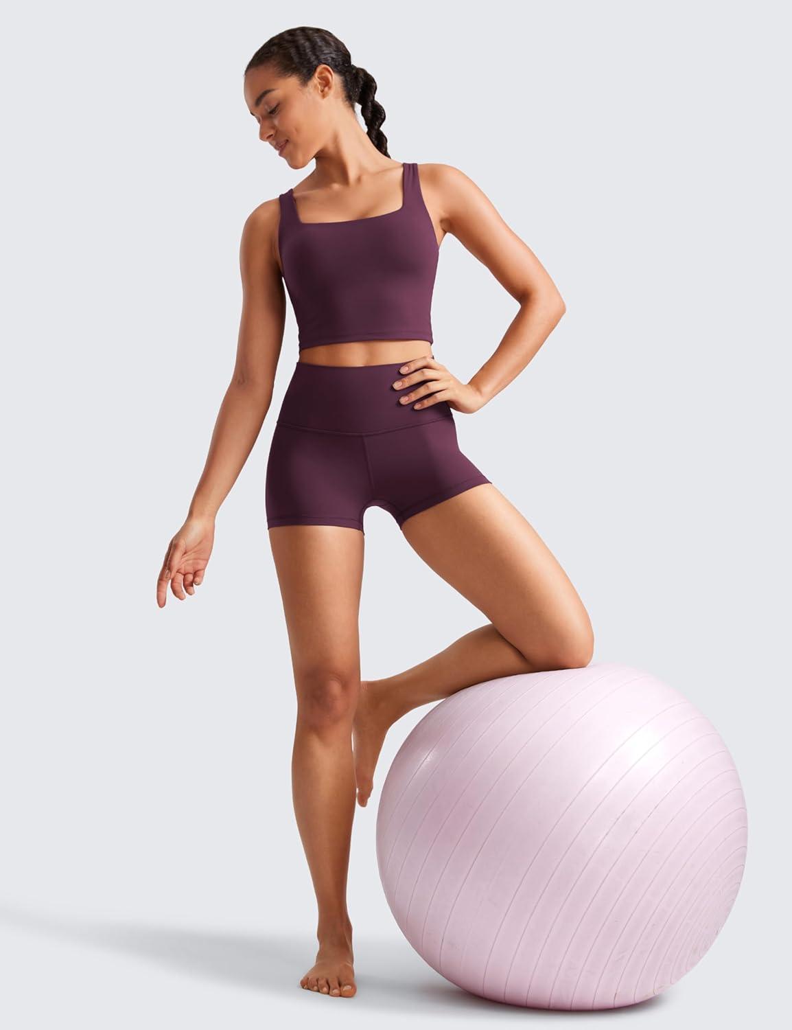 imageCRZ YOGA Butterluxe Biker Shorts 25quot High Waisted Yoga Workout Spandex Womens Running Volleyball BootyDeep Purple