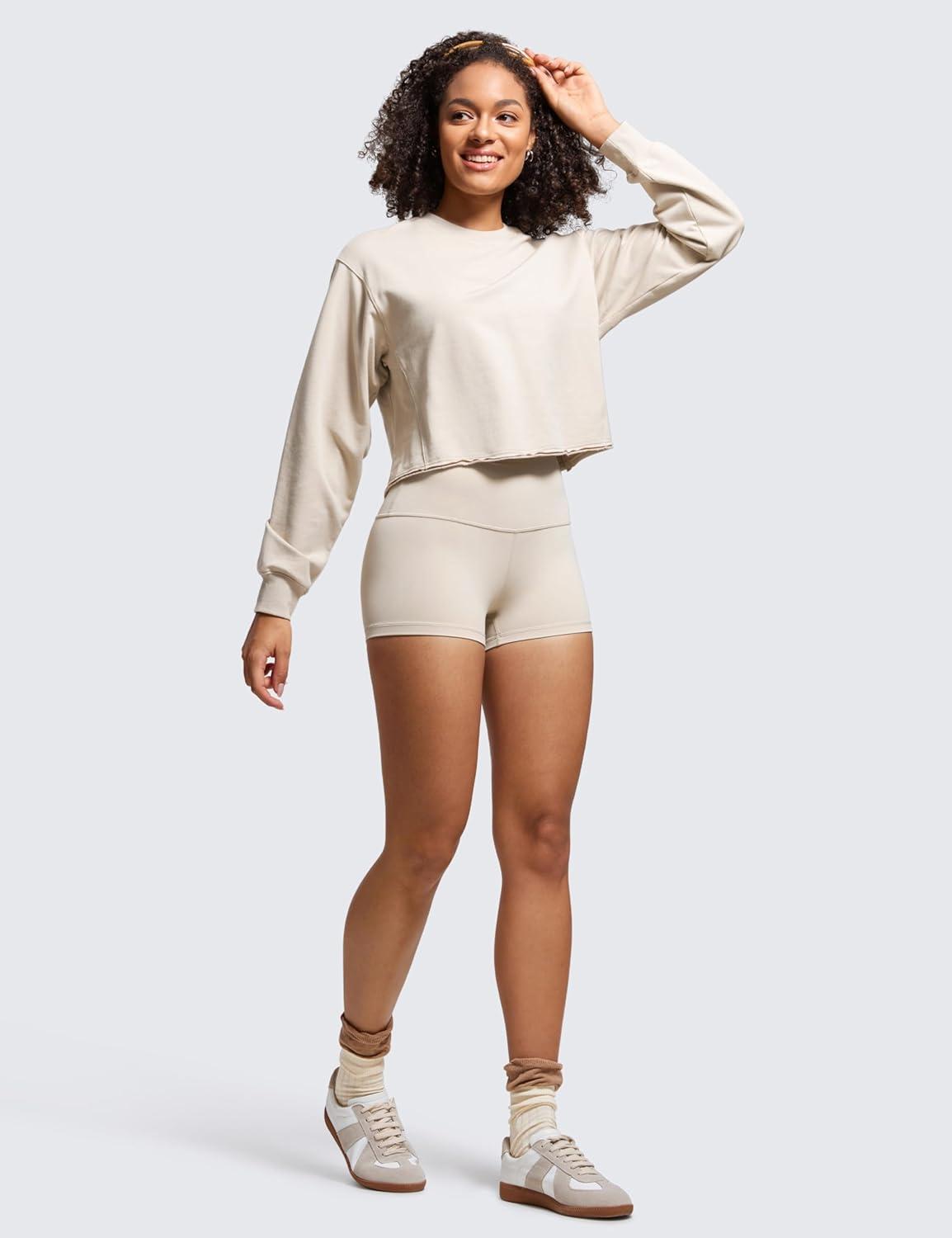 imageCRZ YOGA Butterluxe Biker Shorts 25quot High Waisted Yoga Workout Spandex Womens Running Volleyball BootyMojave Tan