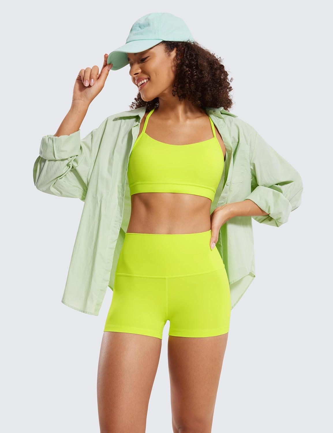 imageCRZ YOGA Butterluxe Biker Shorts 25quot High Waisted Yoga Workout Spandex Womens Running Volleyball BootyNeon Yellow