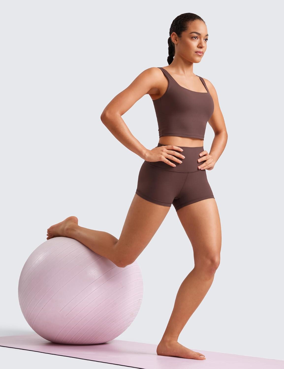 imageCRZ YOGA Butterluxe Biker Shorts 25quot High Waisted Yoga Workout Spandex Womens Running Volleyball BootyTaupe