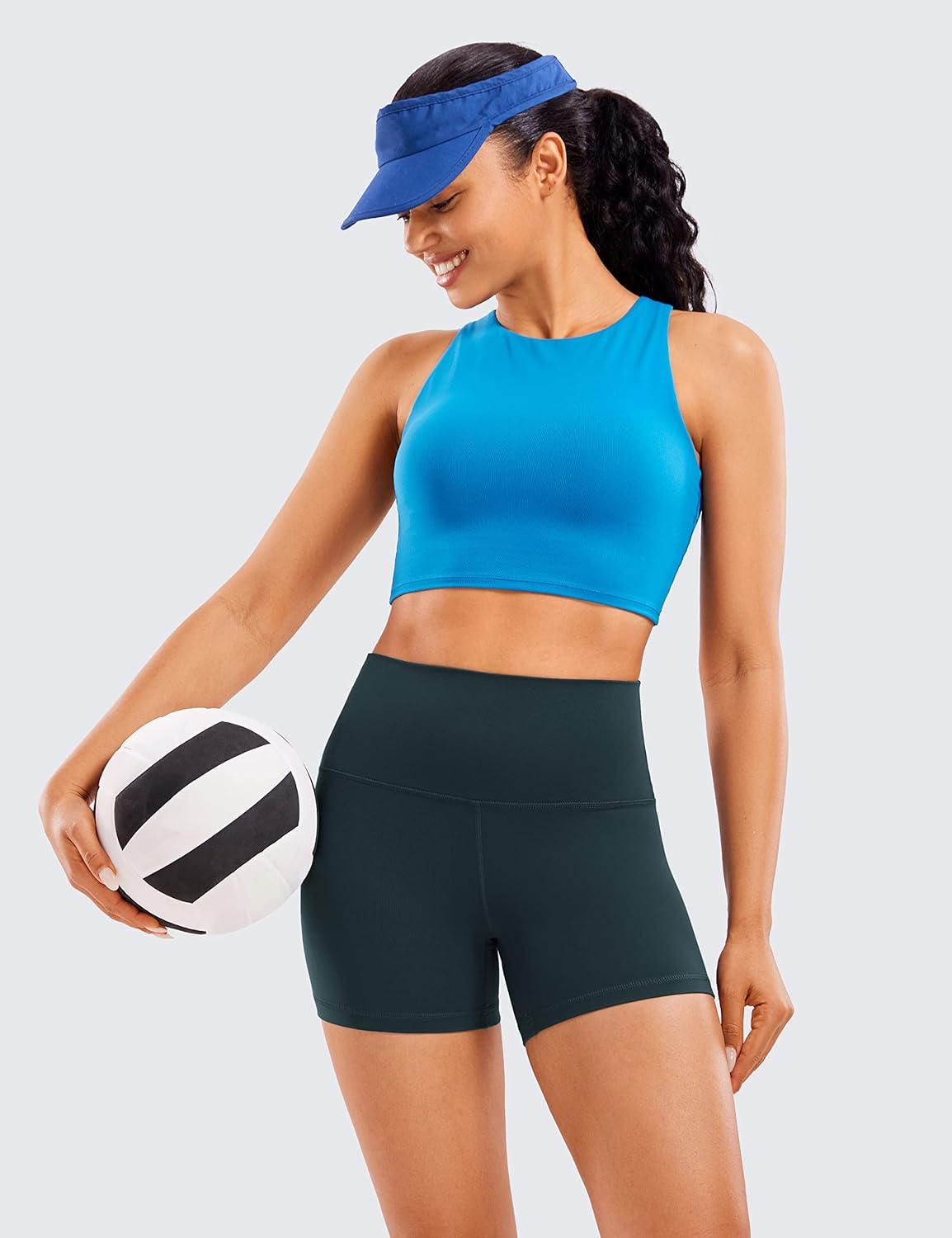 imageCRZ YOGA Butterluxe Biker Shorts 4 High Waisted Booty Workout Volleyball Yoga Womens SpandexForest Dark Green