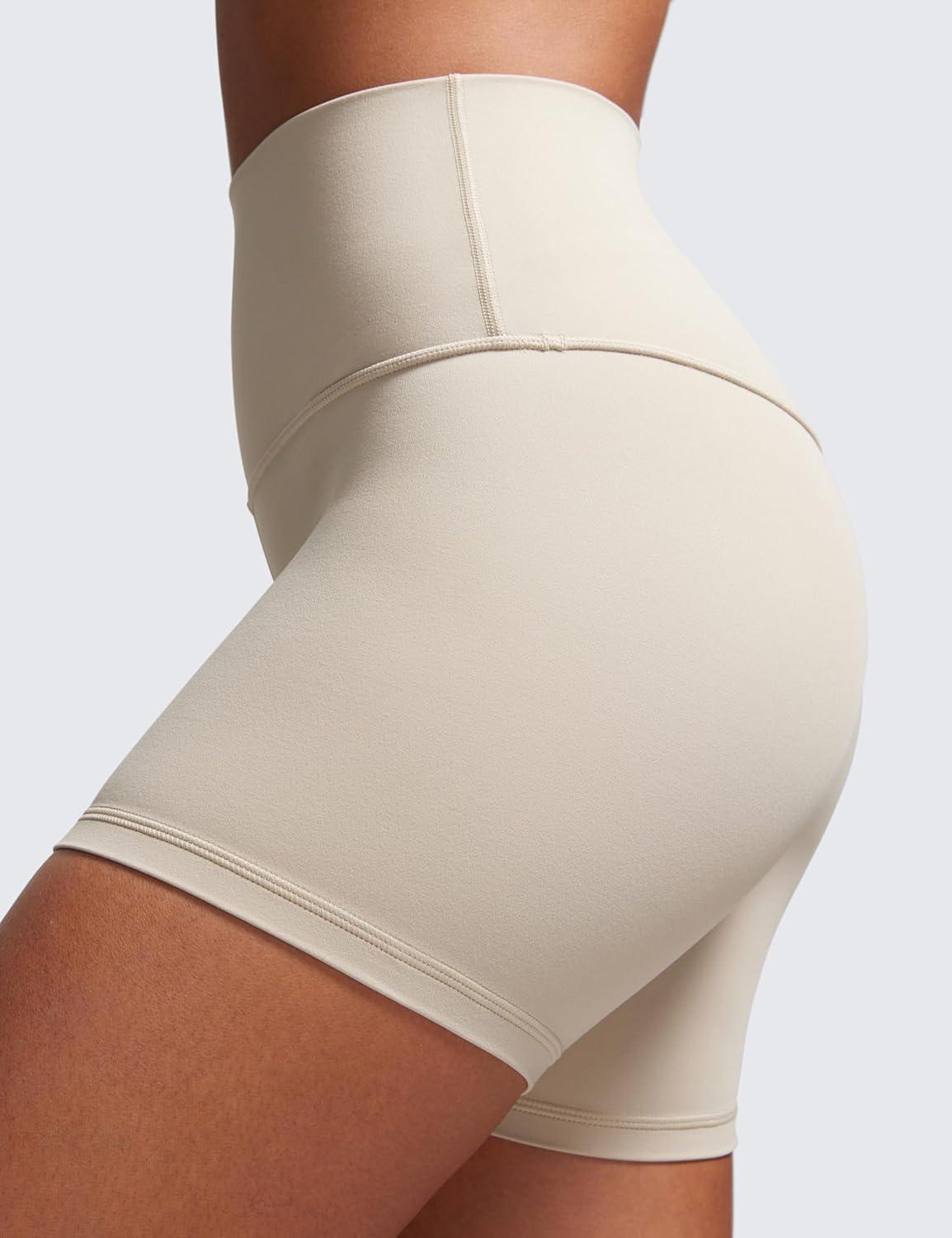 imageCRZ YOGA Butterluxe Biker Shorts 4 High Waisted Booty Workout Volleyball Yoga Womens SpandexMojave Tan
