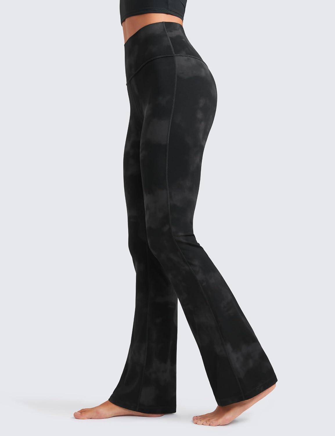 imageCRZ YOGA Butterluxe Flare Leggings 29quot305quot32quot335quot High Waist Bootcut Wide Leg Lounge Womens Yoga Pants with PocketBlack Tie Dye Flowers