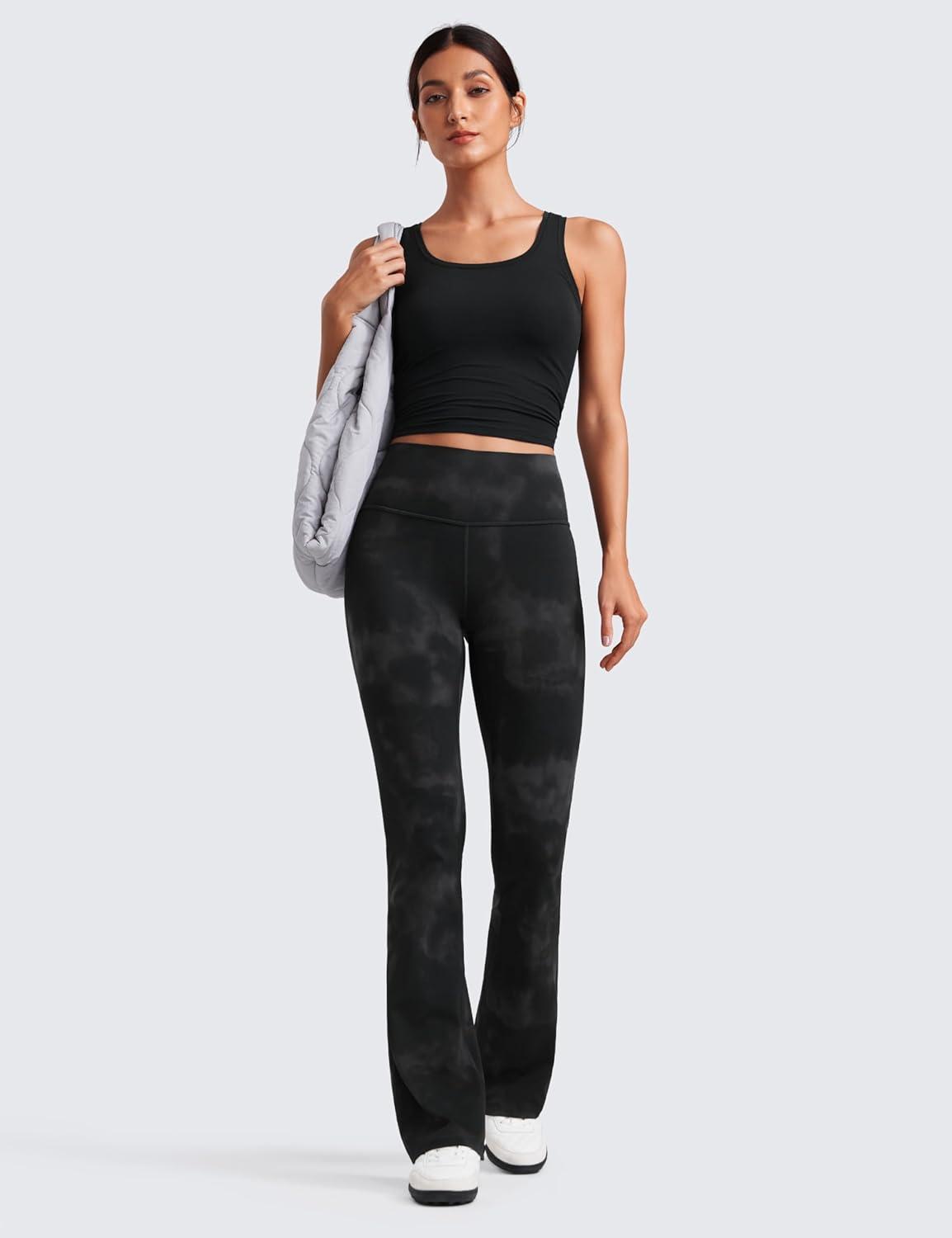 imageCRZ YOGA Butterluxe Flare Leggings 29quot305quot32quot335quot High Waist Bootcut Wide Leg Lounge Womens Yoga Pants with PocketBlack Tie Dye Flowers