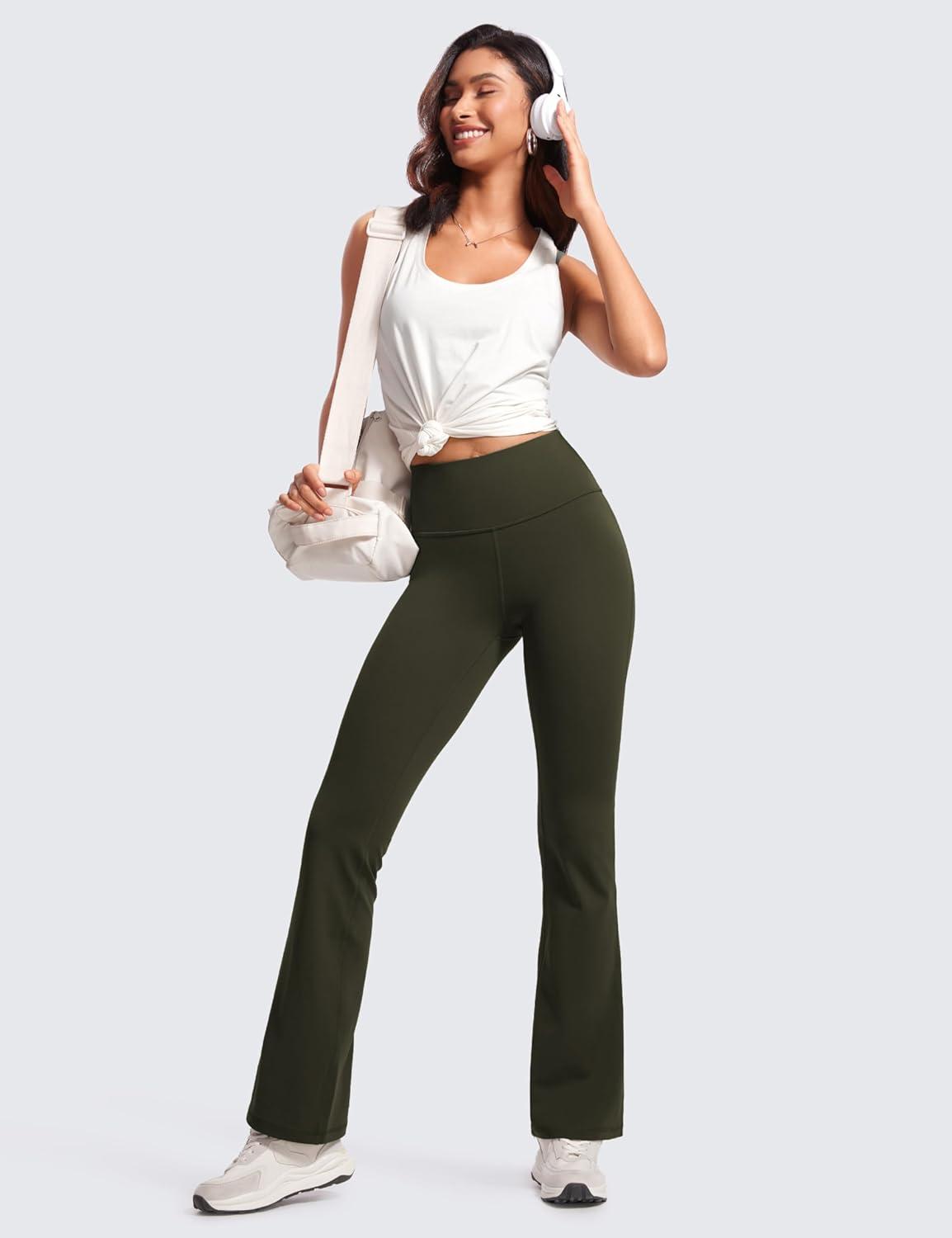 imageCRZ YOGA Butterluxe Flare Leggings 29quot305quot32quot335quot High Waist Bootcut Wide Leg Lounge Womens Yoga Pants with PocketOlive Green