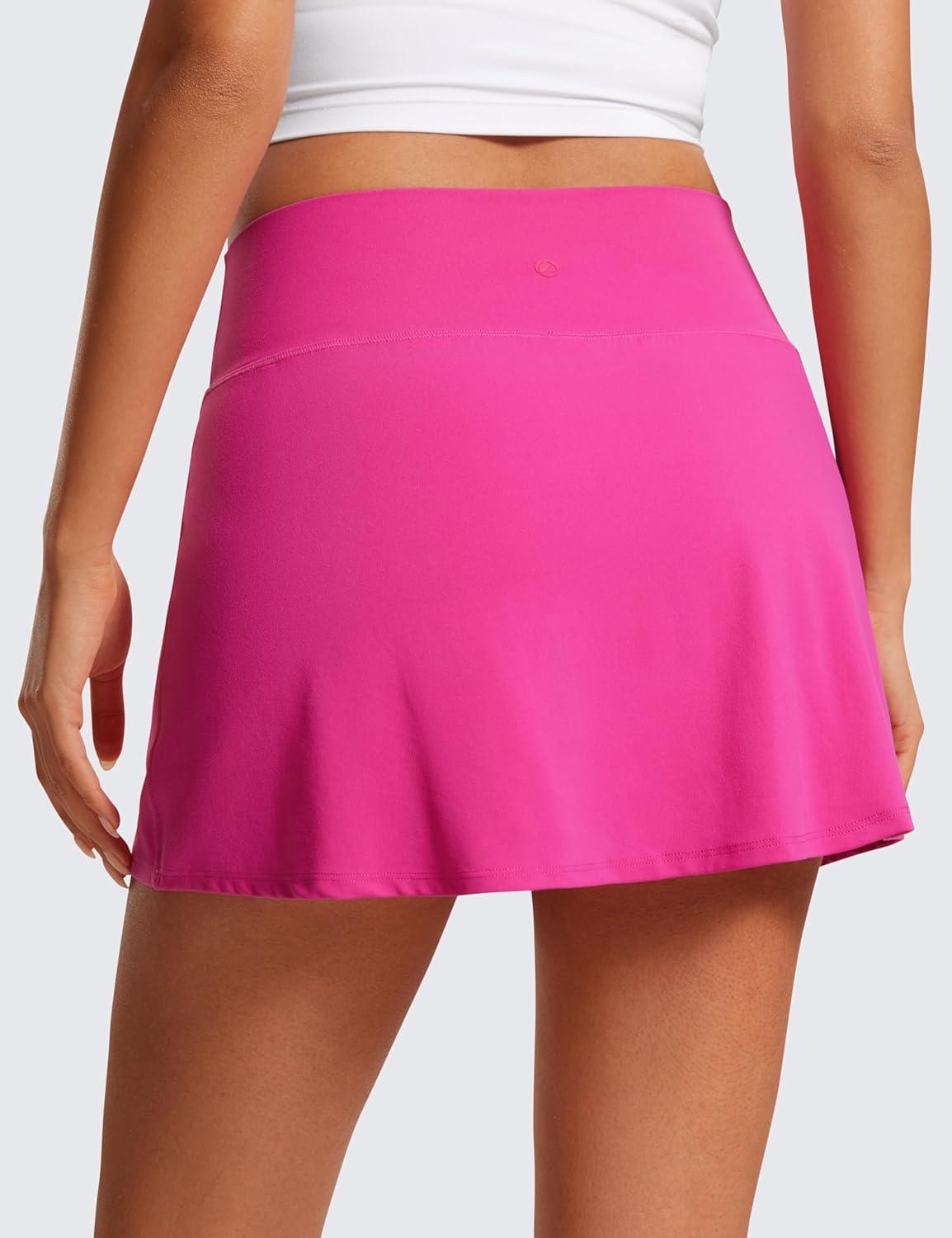 imageCRZ YOGA Butterluxe High Waisted Tennis Skirts for Women Mini Lined A Line Golf Casual Skort with Inner PocketsHibiscus Purple