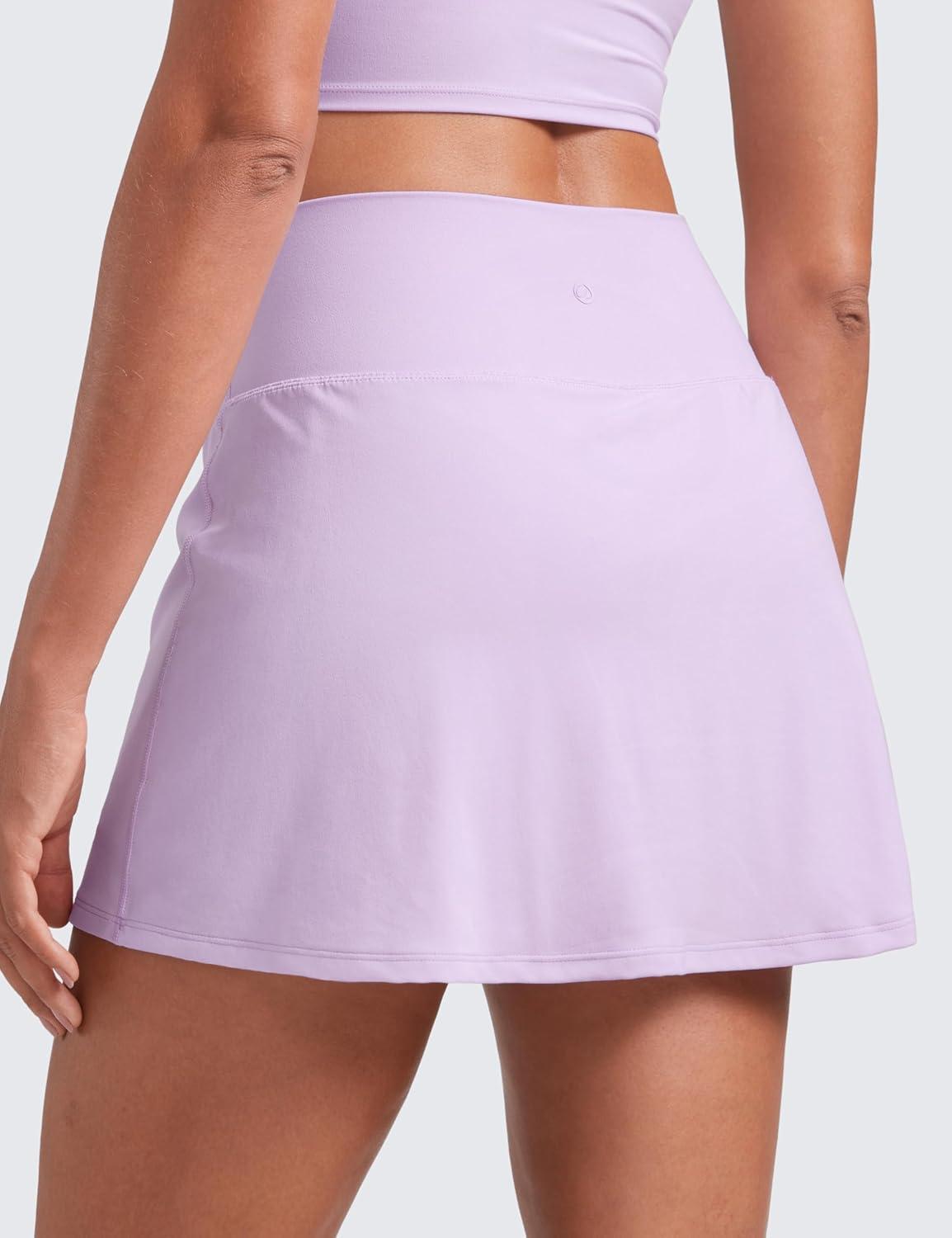 imageCRZ YOGA Butterluxe High Waisted Tennis Skirts for Women Mini Lined A Line Golf Casual Skort with Inner PocketsLilac Air