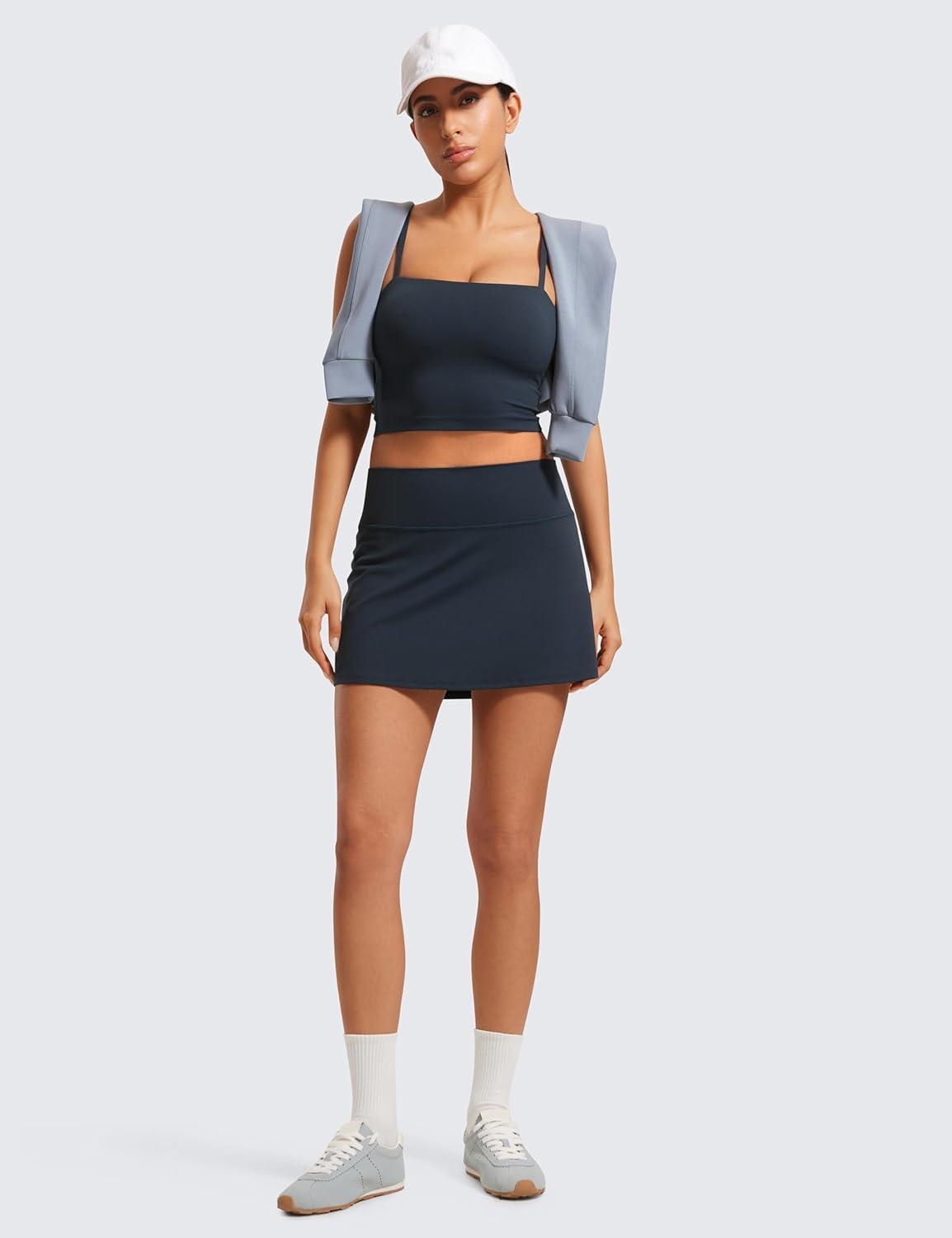 imageCRZ YOGA Butterluxe High Waisted Tennis Skirts for Women Mini Lined A Line Golf Casual Skort with Inner PocketsTrue Navy