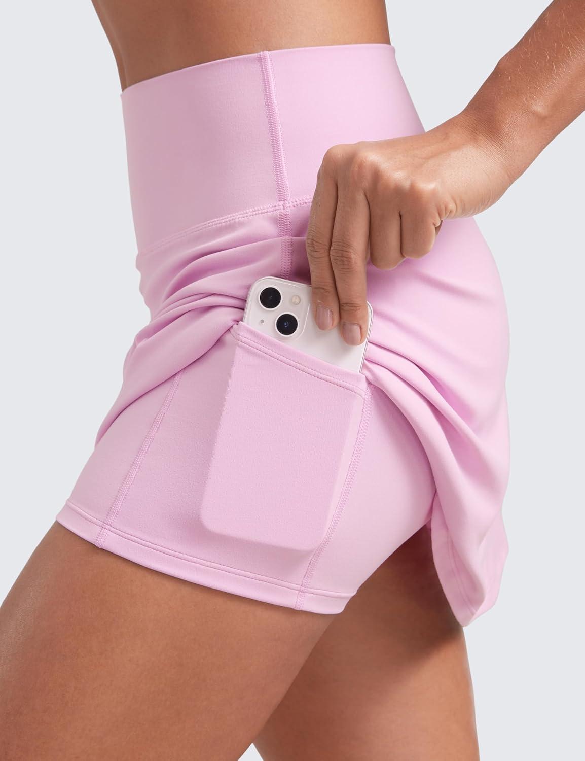 imageCRZ YOGA Butterluxe High Waisted Tennis Skirts for Women Mini Lined A Line Golf Casual Skort with Inner PocketsVita Pink