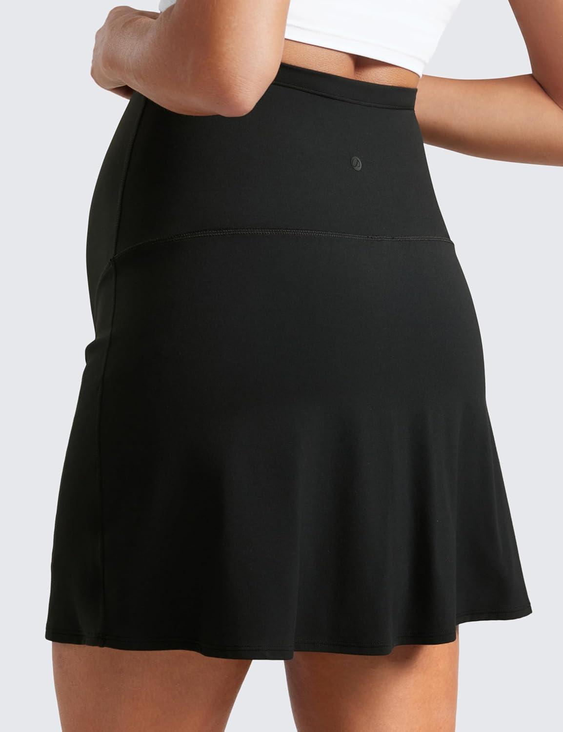 imageCRZ YOGA Butterluxe Maternity A Line Golf Skirts High Waisted Tennis Casual Womens Pregnancy with Shorts PocketsBlack