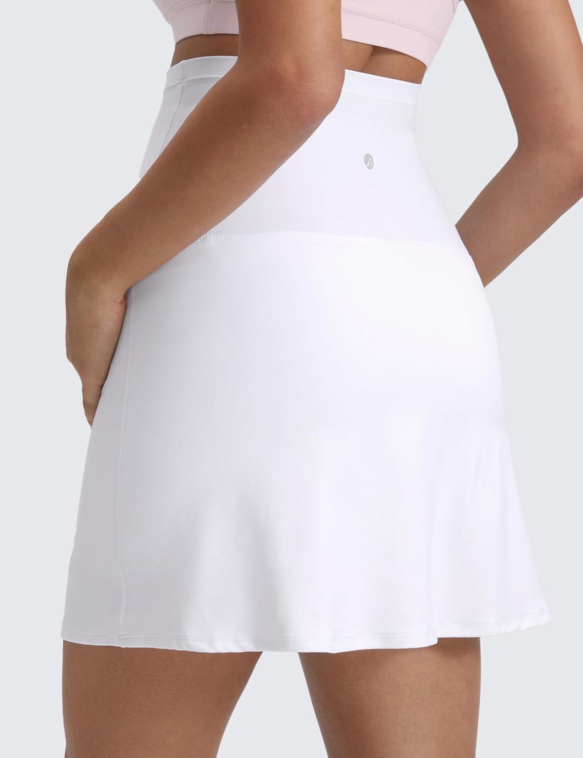 imageCRZ YOGA Butterluxe Maternity A Line Golf Skirts High Waisted Tennis Casual Womens Pregnancy with Shorts PocketsWhite