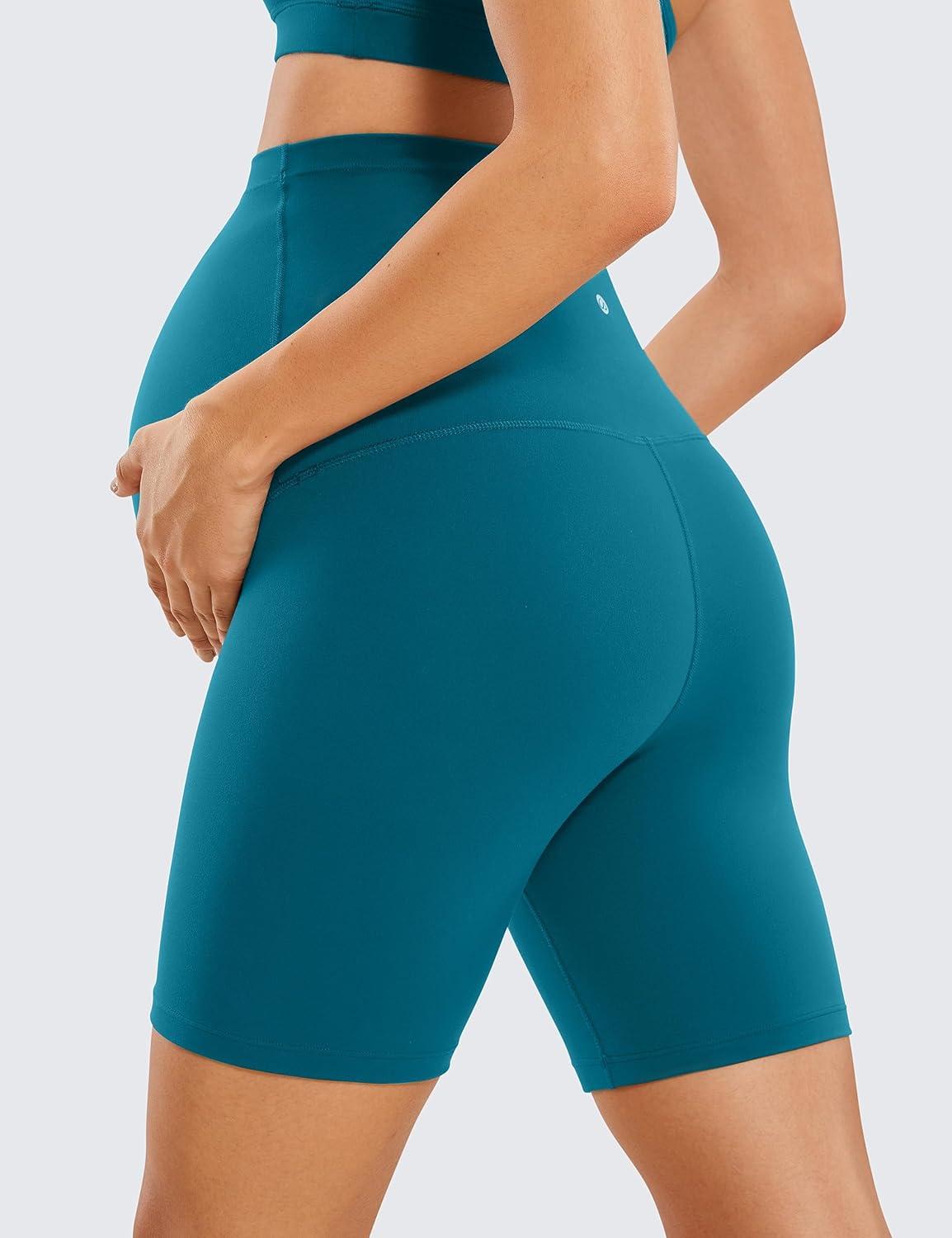imageCRZ YOGA Butterluxe Maternity Biker Shorts 6quot Over The Belly Pregnancy Yoga Workout Womens Activewear Buttery SoftBorealis Green
